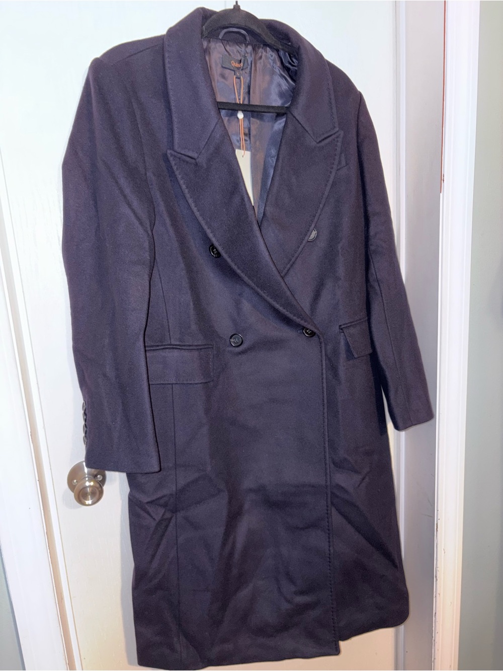 Women’s Italian Double-Breasted Wool Coat - in Cadet color